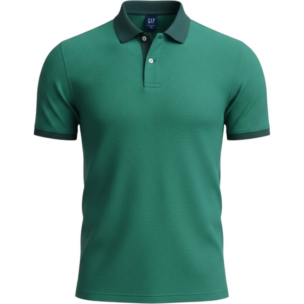 Gap All Day Pique Polo Mens Medium Green Short Sleeve Stretch Shirt 223627